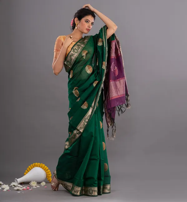 Green_Handloom_Cotton_Printed_Saree_For_Women