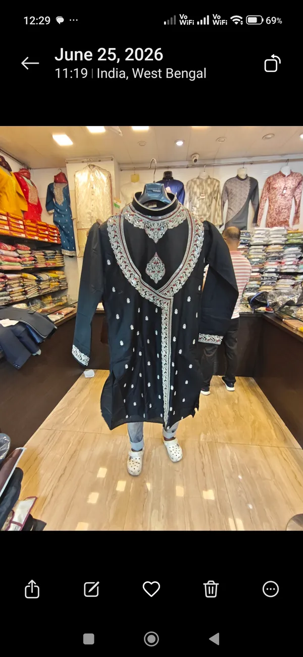 Black_Cotton_Slub_Straight_Embroidered_Kurta_Pajama_Set_For_Men