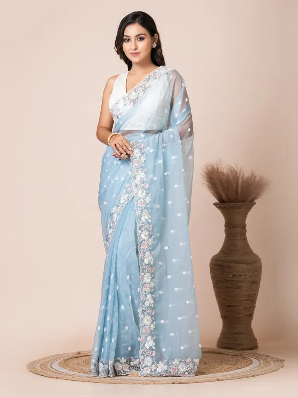 Graceful_Sky_Blue_Organza_Tissue_Saree_with_Floral_Embroidery