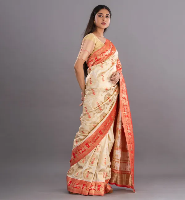 Beige_Red_Baluchuri_Silk_Traditional_Saree_For_Women