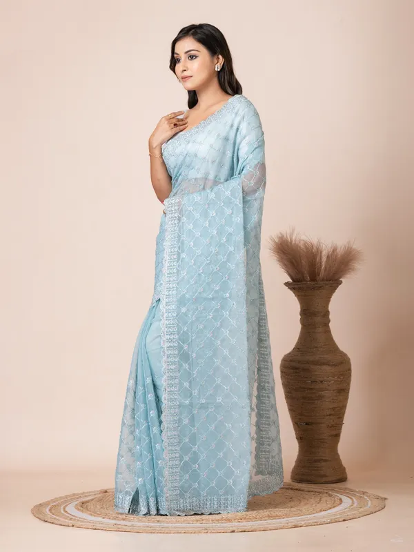 Light_Blue_Organza_Geometric_Embroidered_Saree_For_Women