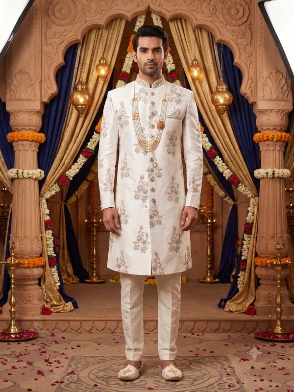 White_Embroidered_Sherwani_for_Men_With_Necklace