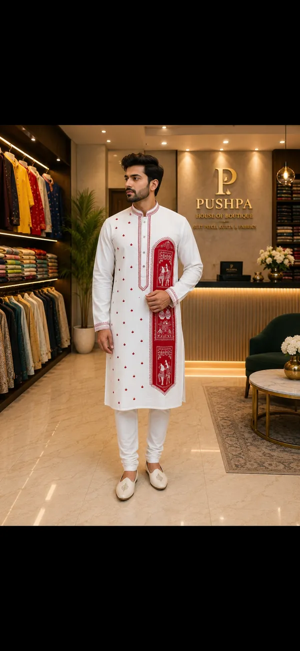 White_Cotton_Slub_Straight_Embroidered_Kurta_For_Men