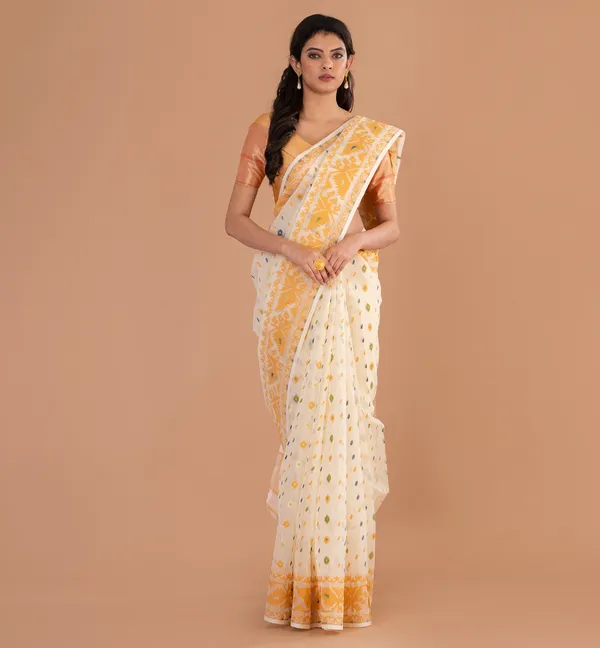 Cream_Jamdani_Cotton_Printed_Saree_For_Women