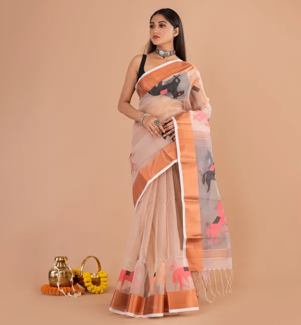 Peach_Printed_Saree_for_Women