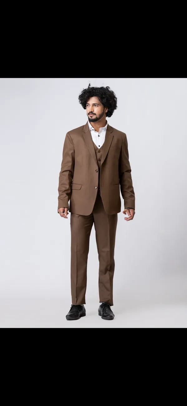 Brown_Polyester_Viscose_Tailored_Three_Piece_Suit_For_Men