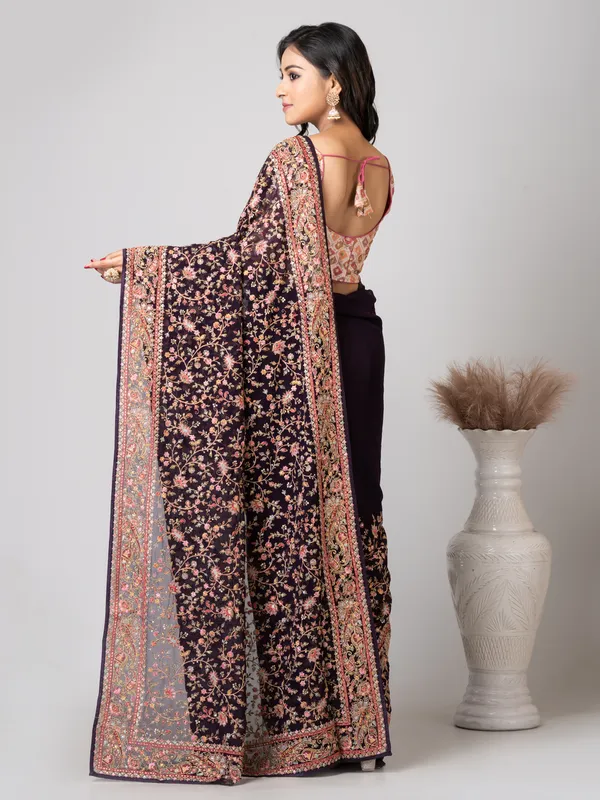 Maroon_Floral_Print_Saree_for_Women