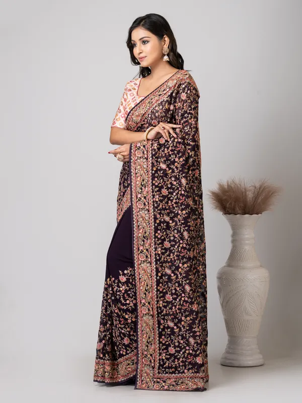 Maroon_Floral_Print_Saree_for_Women