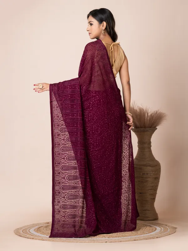 Exquisite_Wine_Chiffon_Saree_with_Jal_Work