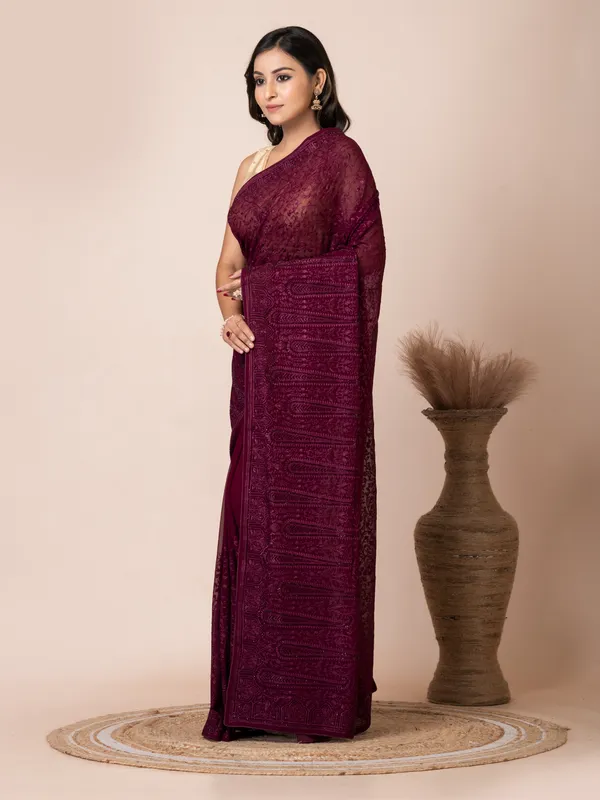 Exquisite_Wine_Chiffon_Saree_with_Jal_Work
