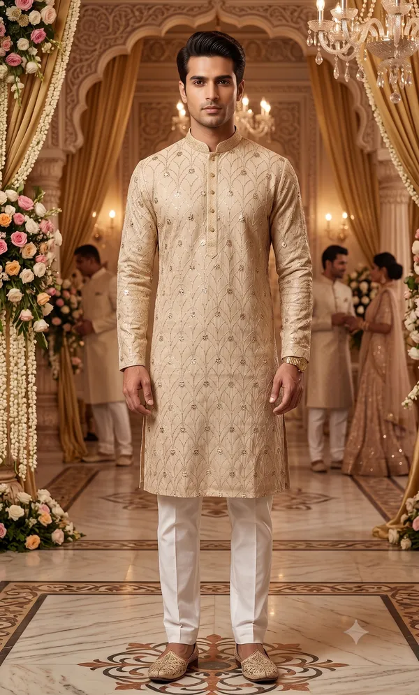 Cream_Embroidered_Kurta_Pajama_Set_for_Men