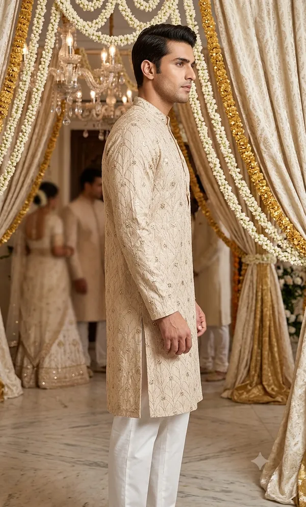 Cream_Embroidered_Kurta_Pajama_Set_for_Men