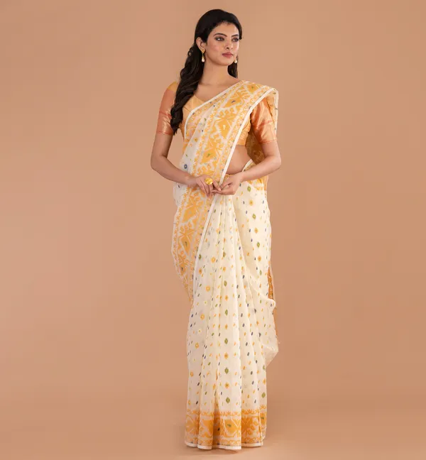 Cream_Printed_Jamdani_Saree_for_Women