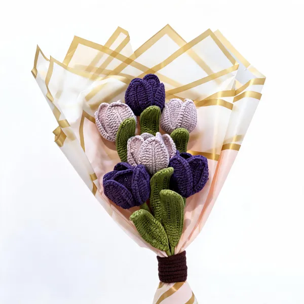 Purple__And_Lavender_Crochet_Crochet_Flower_Bouquet_Home_Decor