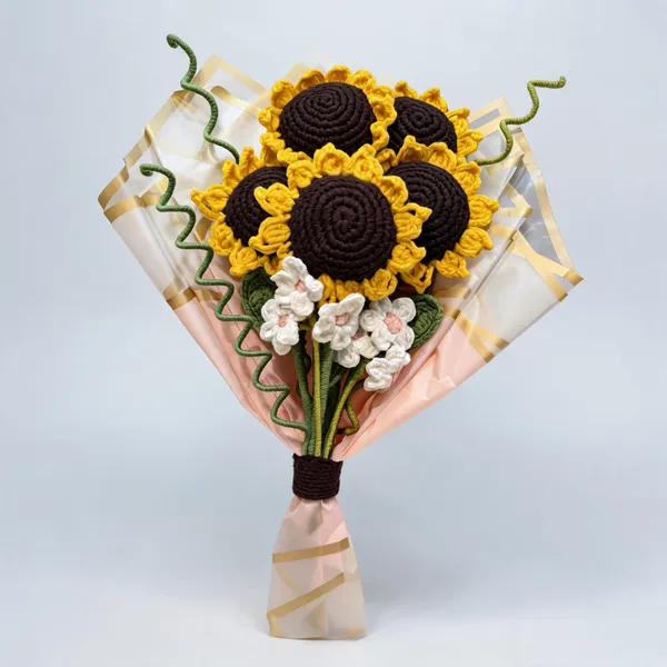Yellow_Crochet_Crochet_Flower_Bouquet_Home_Decor
