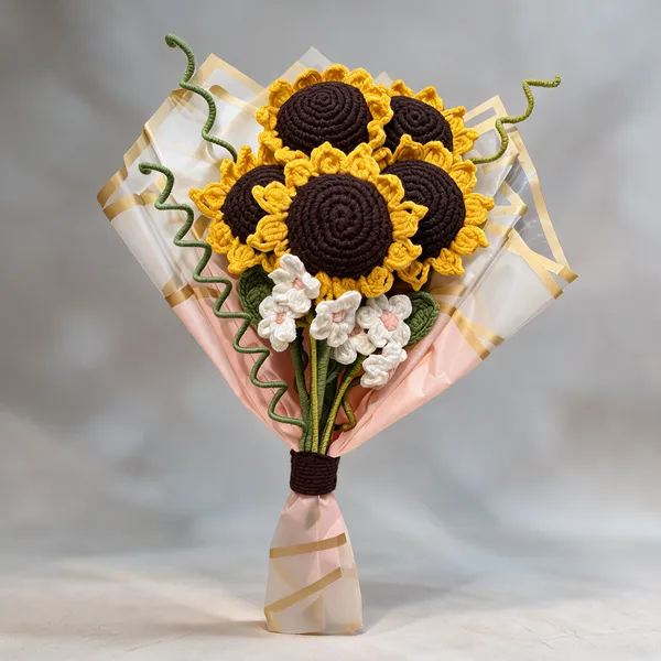 Yellow_Crochet_Crochet_Flower_Bouquet_Home_Decor