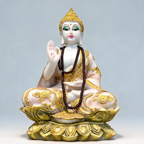 White_And_Gold_Acrylic_Buddha_Idol_Home_Decor