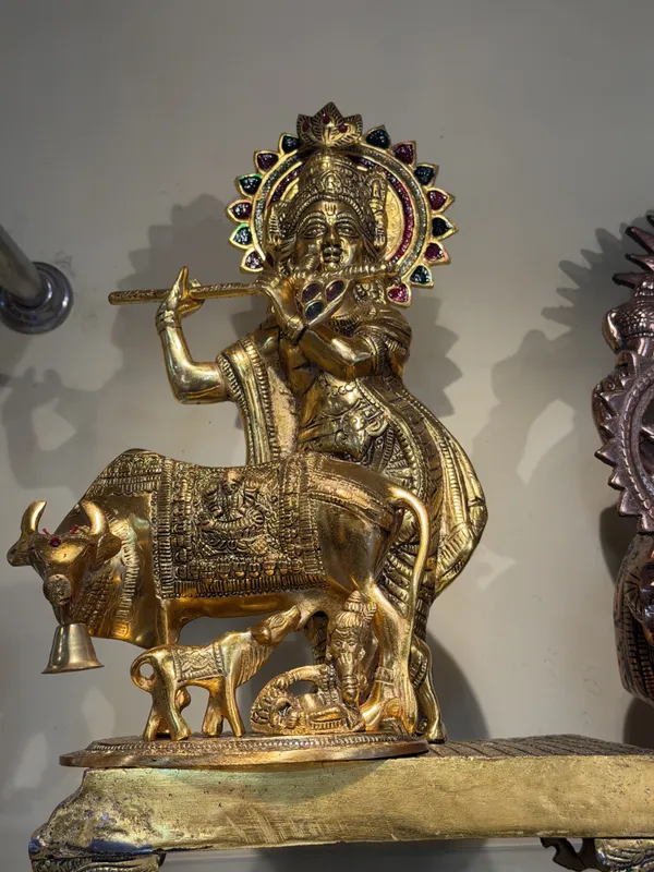 Gold_Tone_Krishna_Playing_Flute_Idol_With_Cow