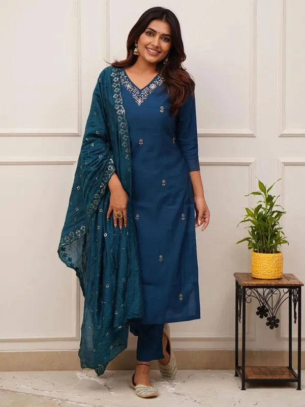 Dark_Blue_Georgette_Straight_Embroidered_Kurta_Set_For_Women