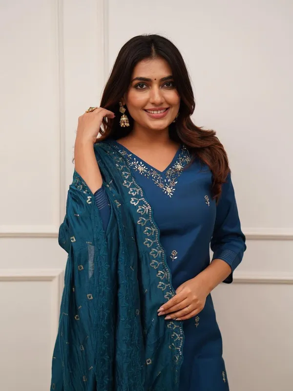 Dark_Blue_Georgette_Straight_Embroidered_Kurta_Set_For_Women
