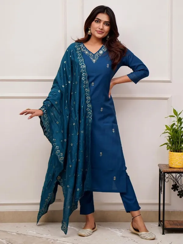 Dark_Blue_Georgette_Straight_Embroidered_Kurta_Set_For_Women
