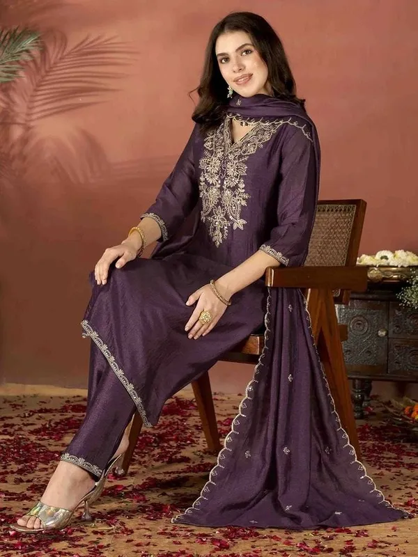 Purple_Art_Silk_Straight_Embroidered_Kurta_Set_For_Women