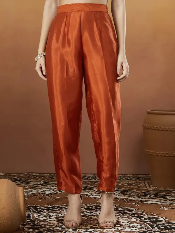 Orange_Silk_Blend_Anarkali_Embroidered_Kurta_Set_For_Women