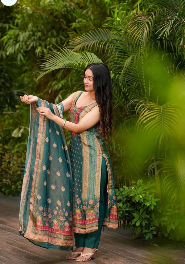 Teal_Green_Silk_Blend_Straight_Printed_Kurta_Set_For_Women
