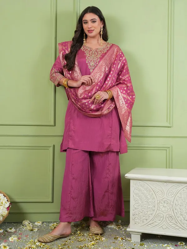Pink_Silk_Blend_Embroidered_Straight_Kurta_Palazzo_Set_For_Women