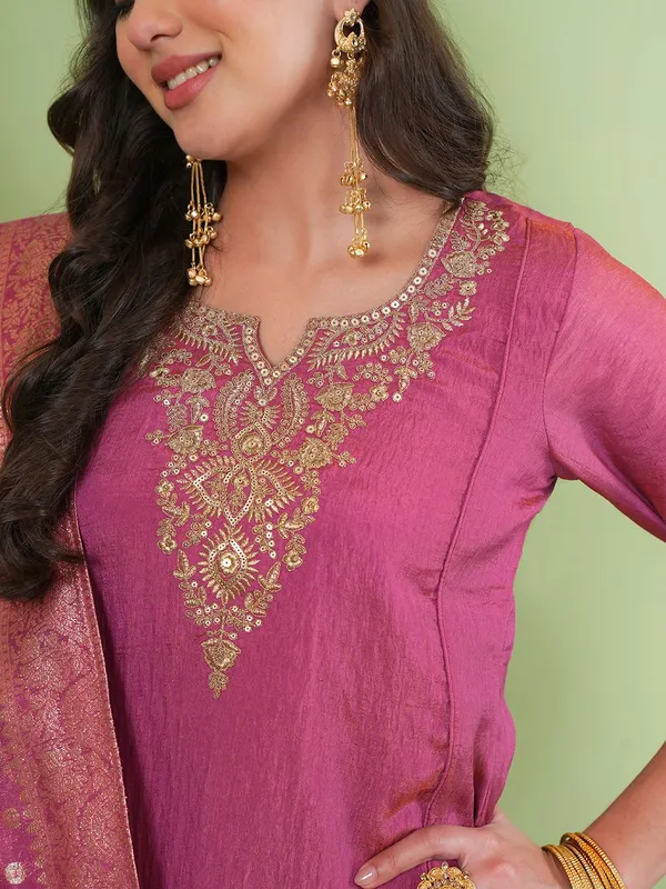 Pink_Silk_Blend_Embroidered_Straight_Kurta_Palazzo_Set_For_Women