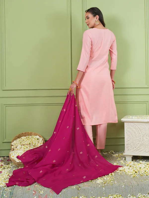 Peach_Cotton_Blend_Embroidered_Straight_Kurta_Pant_Set_For_Women