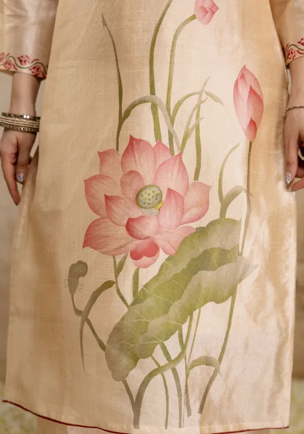 Beige_Silk_Blend_Straight_Floral_Print_Kurta_Set_For_Women