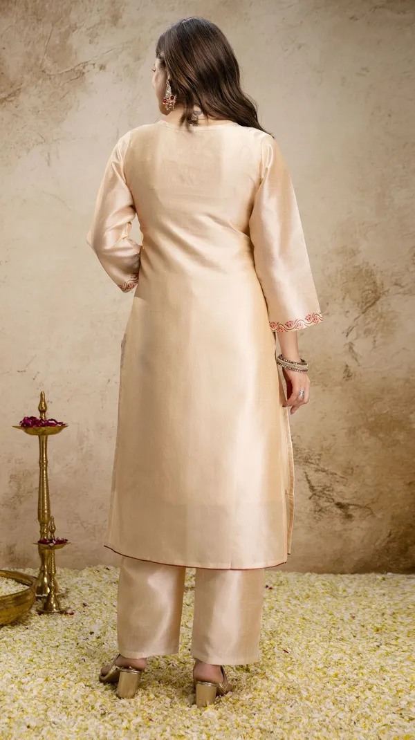 Beige_Silk_Blend_Straight_Floral_Print_Kurta_Set_For_Women