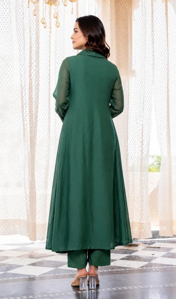 Green_Chanderi_Silk_Flared_Embroidered_Kurta_Set_For_Women