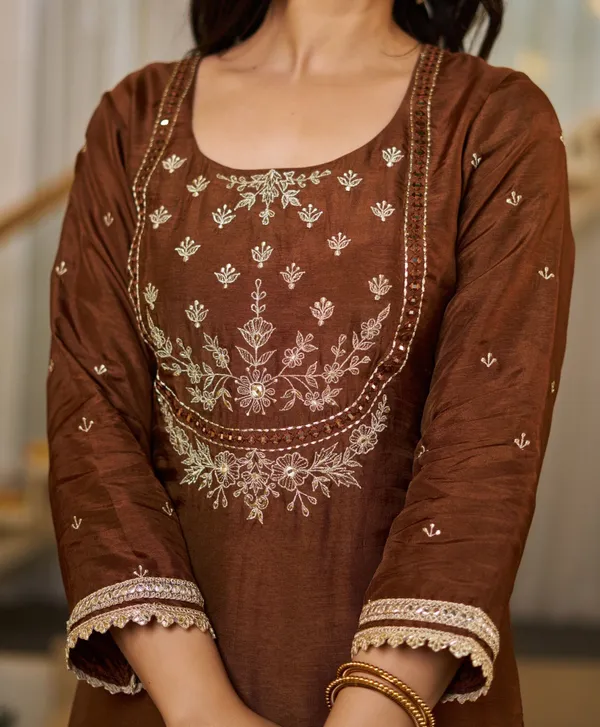 Brown_Art_Silk_Straight_Embroidered_Kurta_Set_For_Women