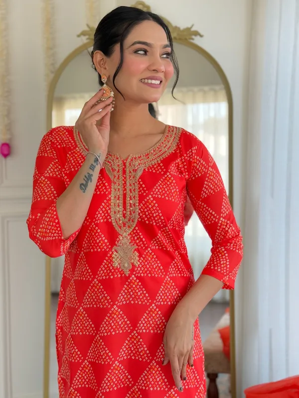 Orange_French_Crepe_Embroidered_Kurta_Set_For_Women
