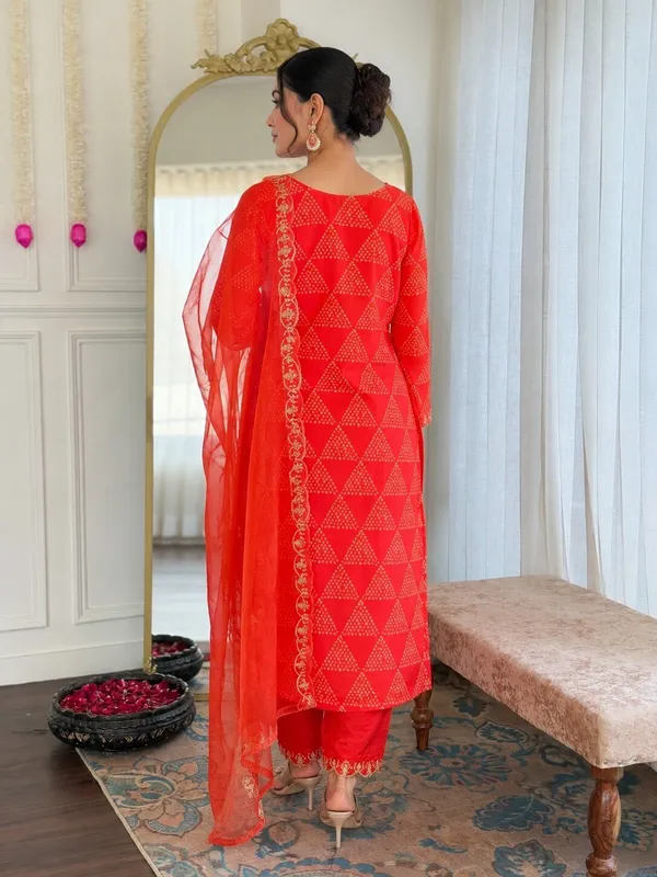 Orange_French_Crepe_Embroidered_Kurta_Set_For_Women
