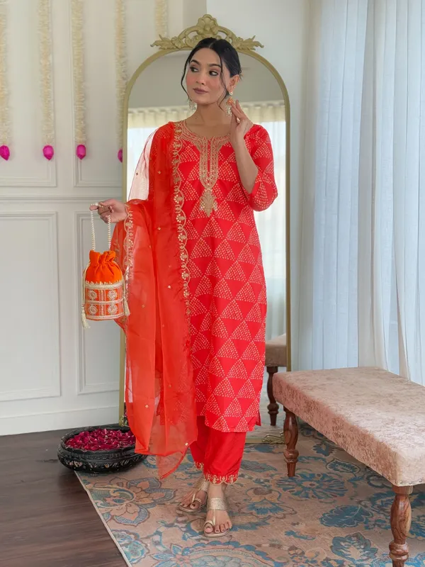Orange_French_Crepe_Embroidered_Kurta_Set_For_Women