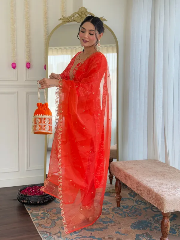 Orange_French_Crepe_Embroidered_Kurta_Set_For_Women