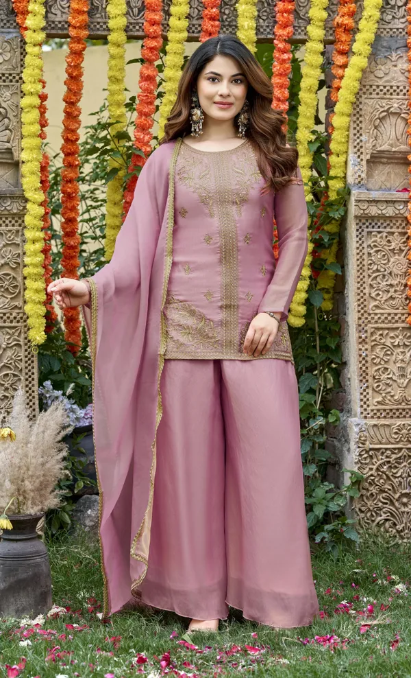 Peach_Satin_Kurta_Pant_Dupatta_Set_For_Women