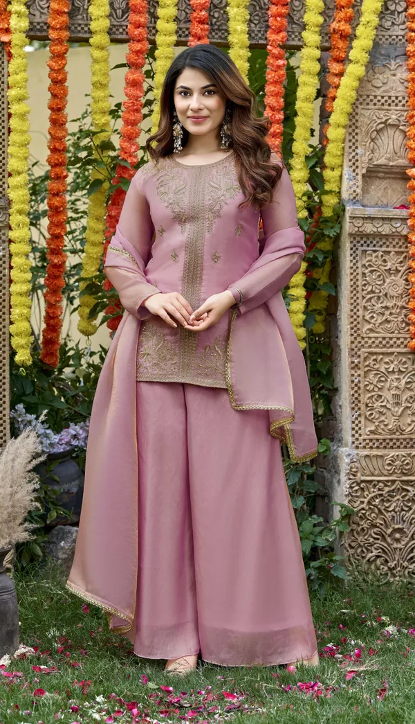 Peach_Satin_Kurta_Pant_Dupatta_Set_For_Women
