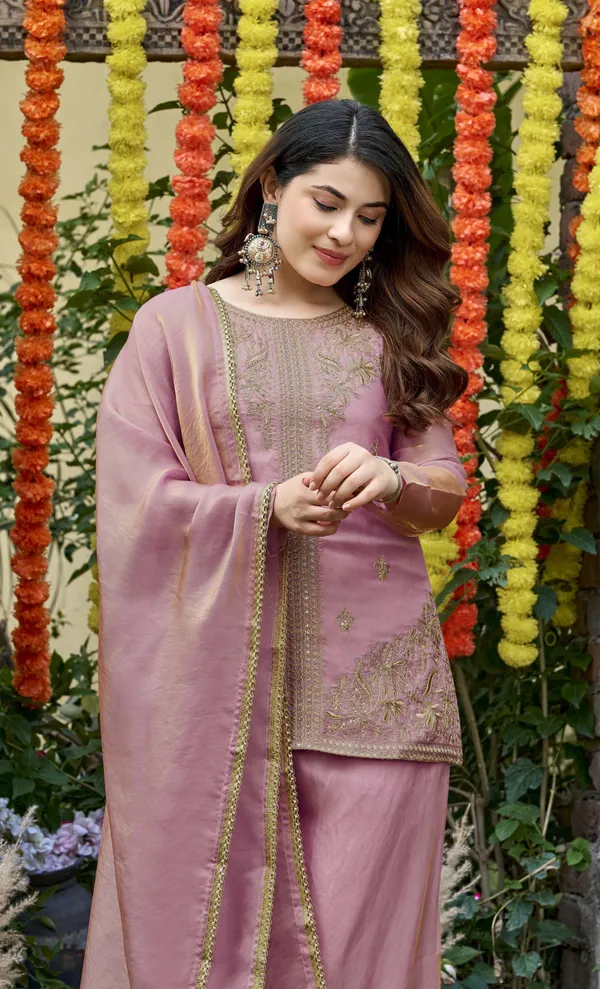 Peach_Satin_Kurta_Pant_Dupatta_Set_For_Women