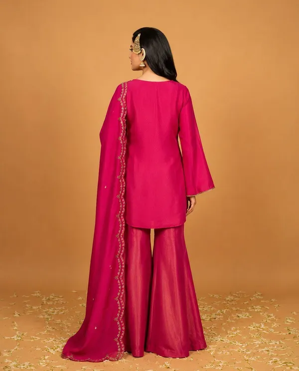Pink_Art_Silk_Zari_Bead_Embroidered_Kurti_Sharara_Set_For_Women