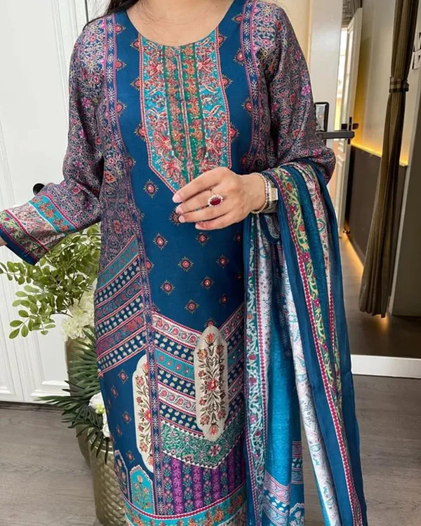 Dark_Blue_Viscose_Rayon_Kurta_Set_For_Women