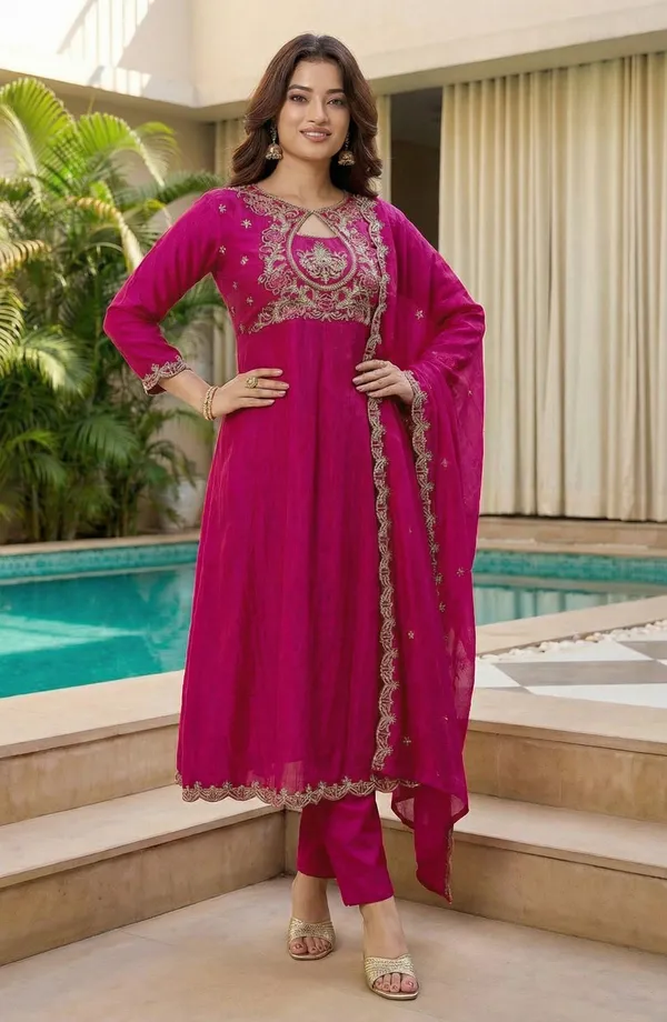 Pink_Silk_Blend_Zari_Floral_Embroidered_Kurta_Set_For_Women