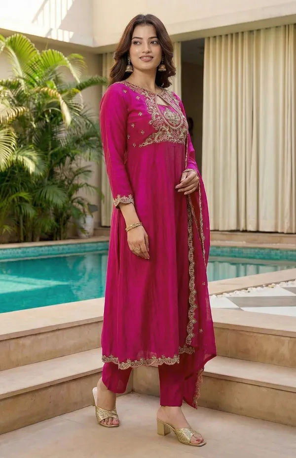 Pink_Silk_Blend_Zari_Floral_Embroidered_Kurta_Set_For_Women