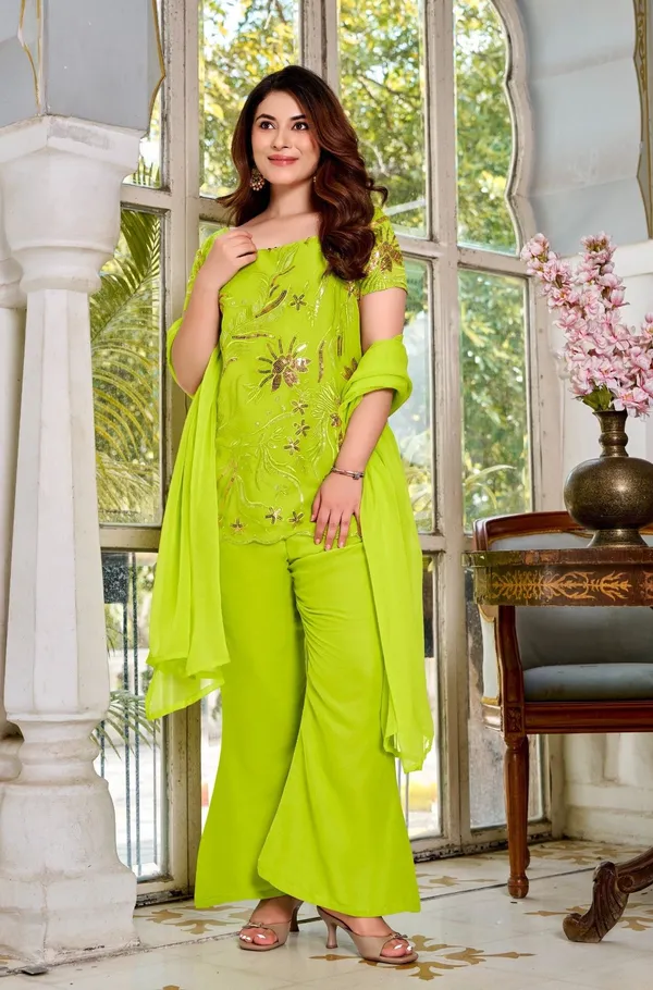Green_Georgette_Straight_Sequin_Embroidered_Kurta_Set_For_Women