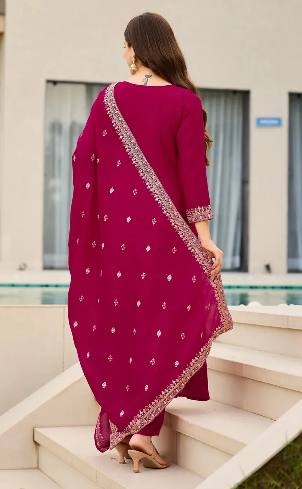 Pink_Cotton_Blend_A-Line_Zari_Work_Kurta_Pant_Set_For_Women
