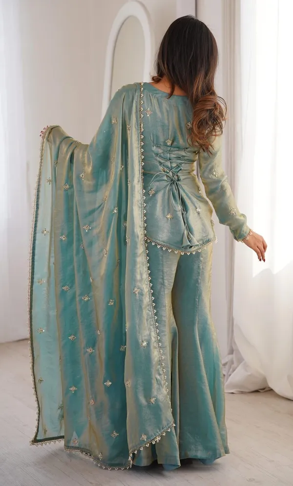 Green_Art_Silk_Embroidered_Sweetheart_Neck_Kurta_Sharara_Set_For_Women