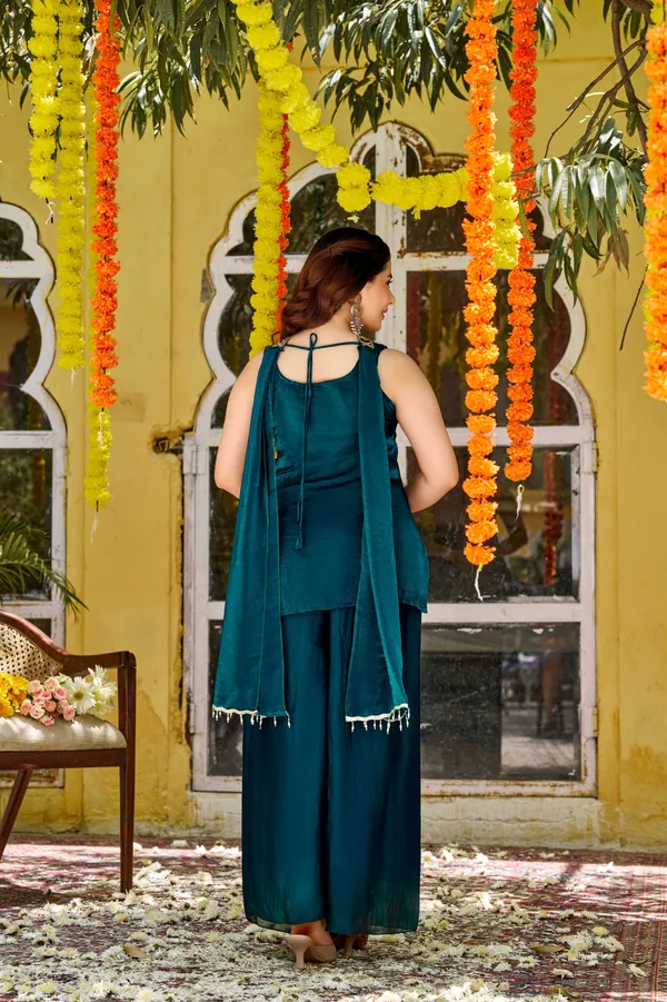 Green_Satin_Sleeveless_Embroidered_Kurta_Palazzo_Set_For_Women